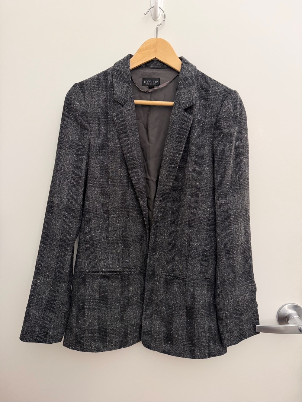 Topshop Women's Charcoal Gray Tweed Blazer US4